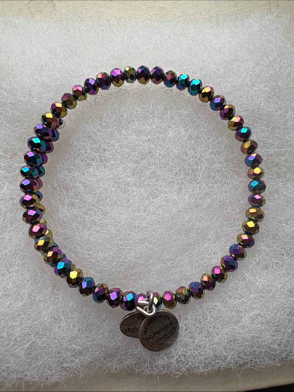 Alex and Ani Multicolor Faceted Bead Stretch Bracelet with Charms